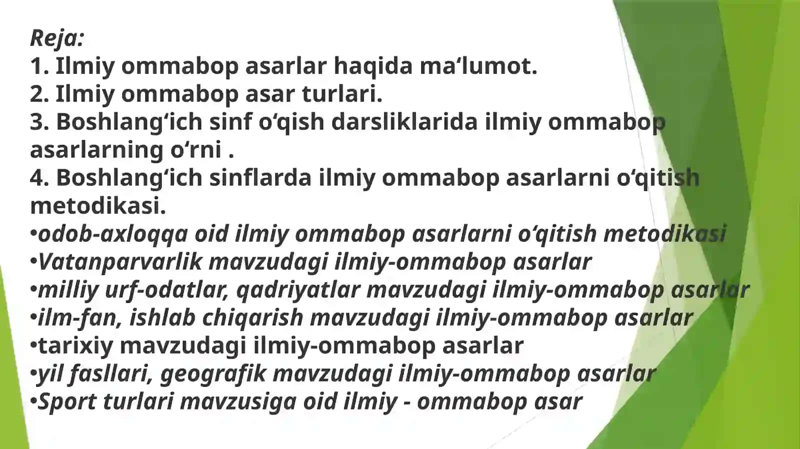 Ilmiy-ommabop asarlarni o‘qitish metodikasi 2