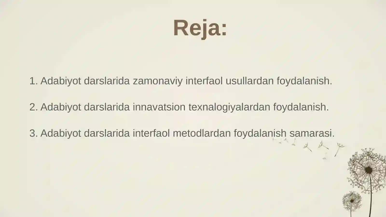 Adabiyot oʻqitishda interfaol usullardan foydalanish. 2