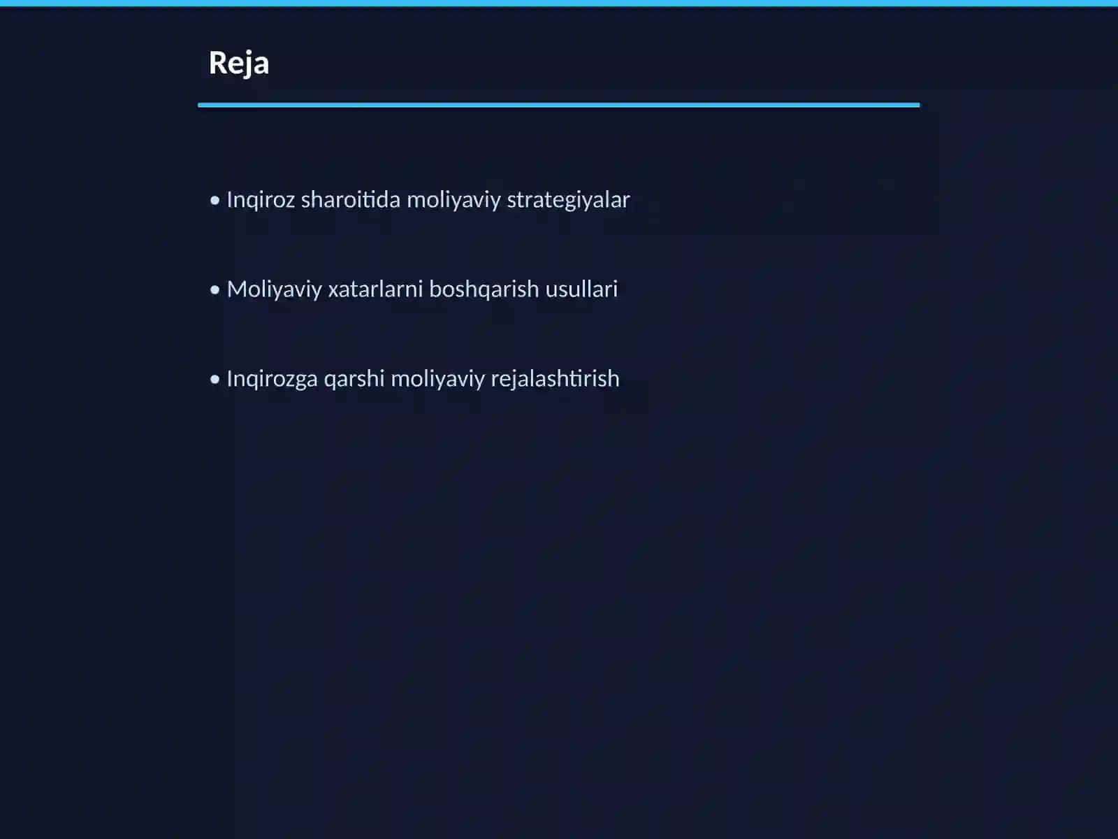 Inqirozga qarshi moliyaviy boshqaruvni tashkil etish 2
