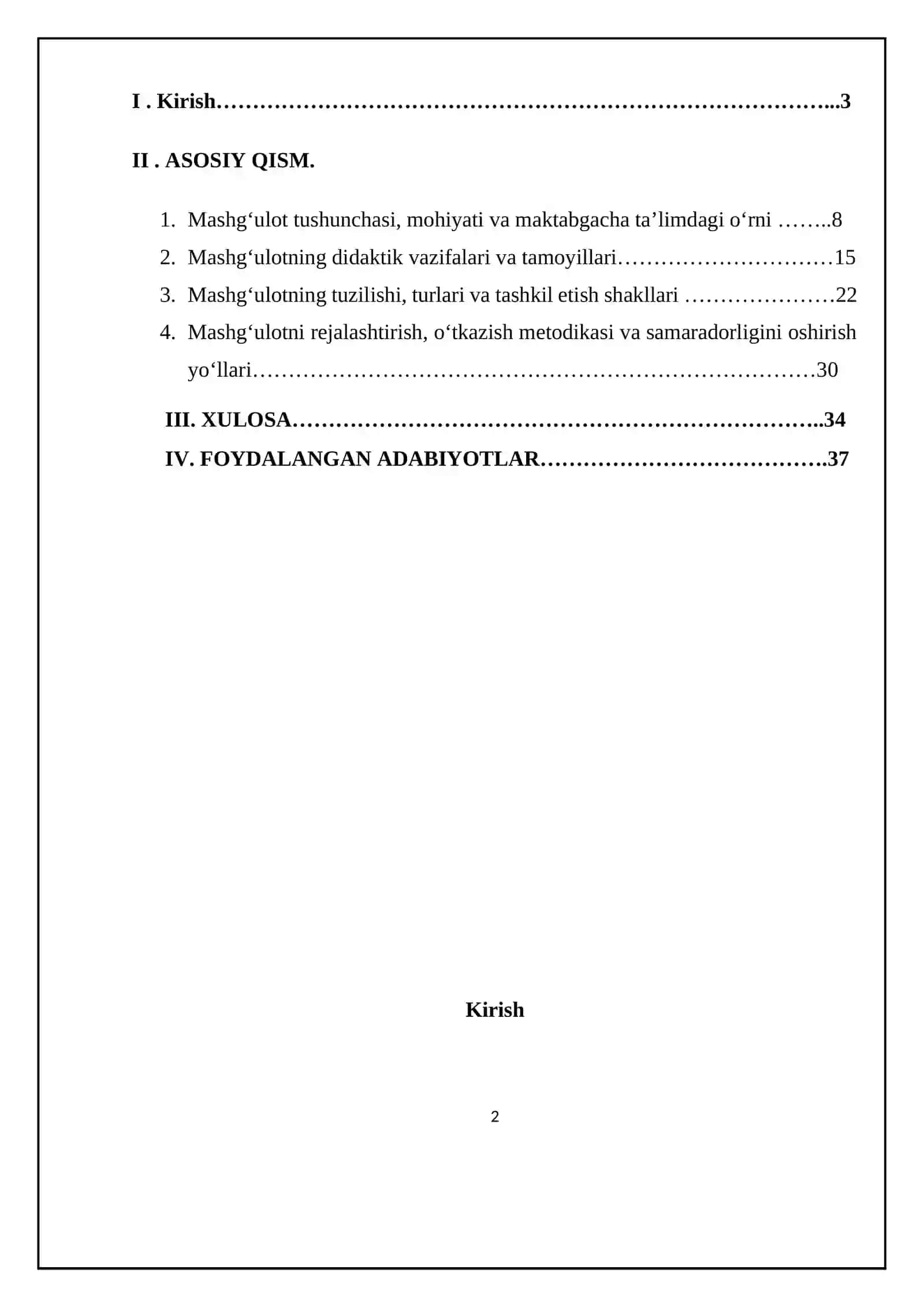 MASHG‘ULOT – TA’LIM BERISHNING ASOSIY SHAKLI SIFATIDA 2