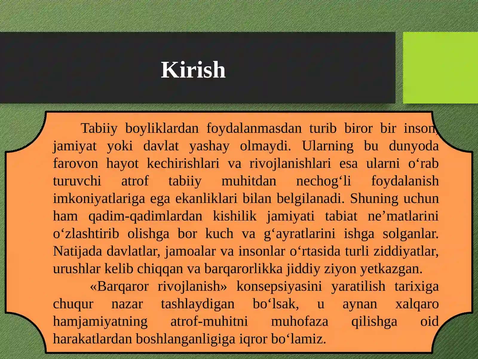 Barqaror rivojlanish konsepsiyasi tushunchasi 2
