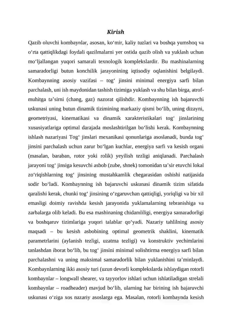 Qazib oluvchi kombaynlar ish bajaruvchi a‘zolari konstruktiv tuzilishi va ishlash printsipi 2