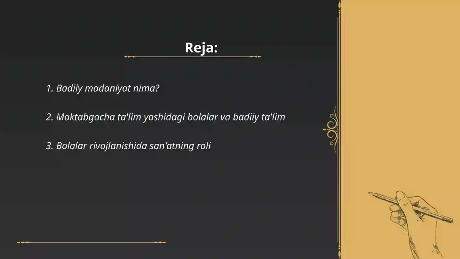 Maktabgacha ta'lim yoshidagi bolalarning badiiy madaniyat asoslarini rivojlantirish umirbaeva 2