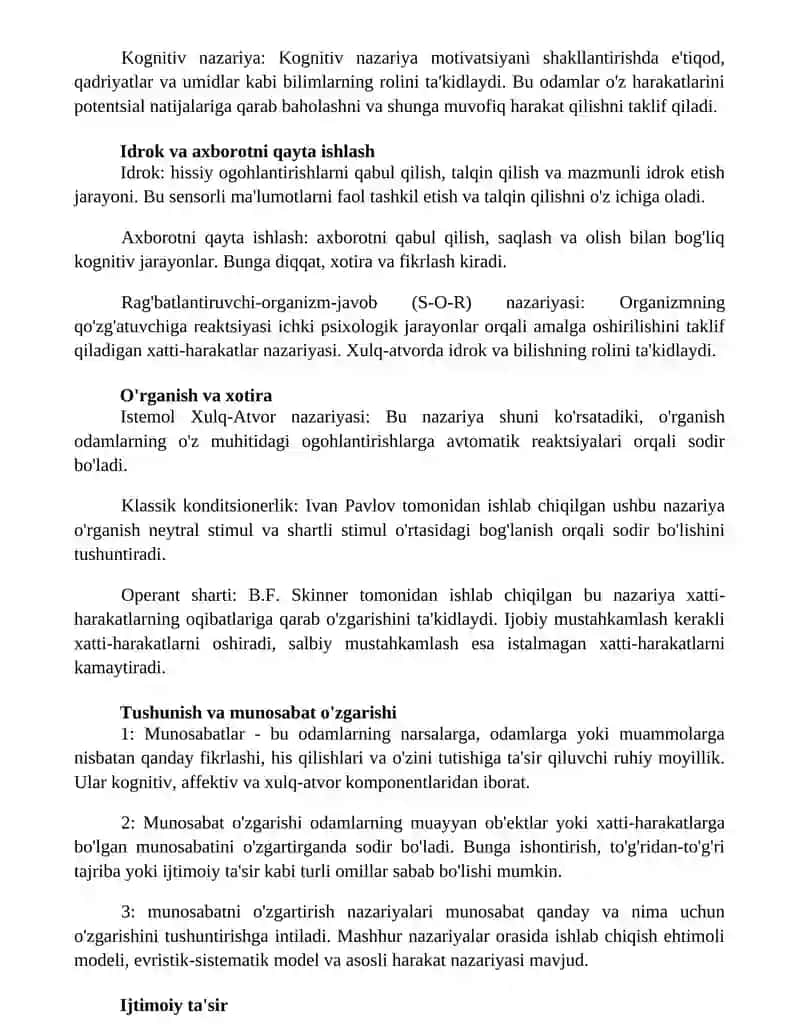Istemol Xulq-Atvor Nazaryasining Tushunchalari 2