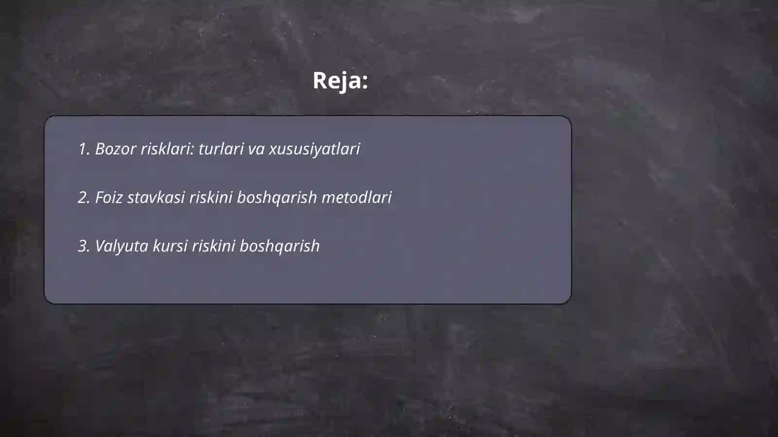 Bozor risklarning boshqaruvi 2