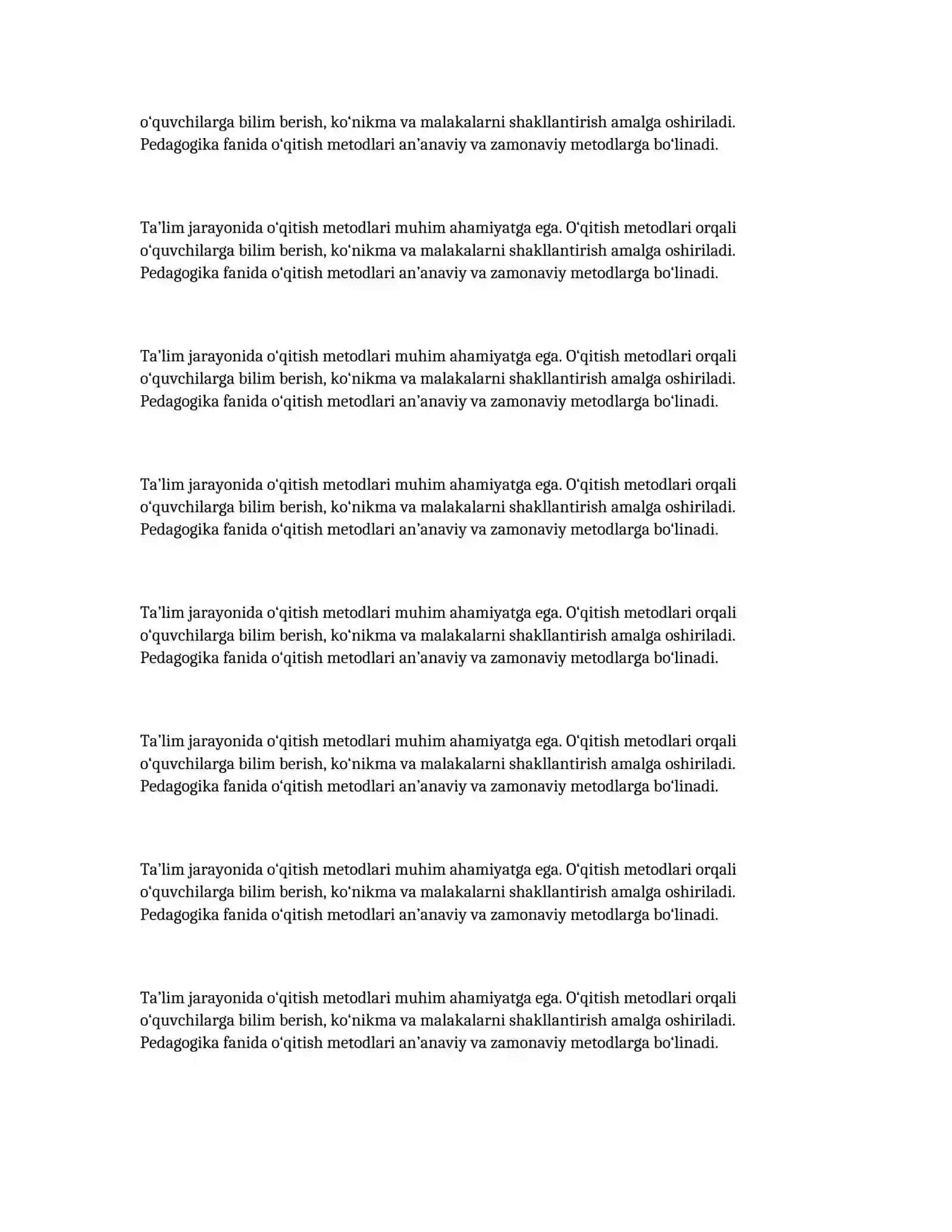 An’anaviy va zamonaviy o‘qitish metodlari — Pedagogika kurs ishi 2