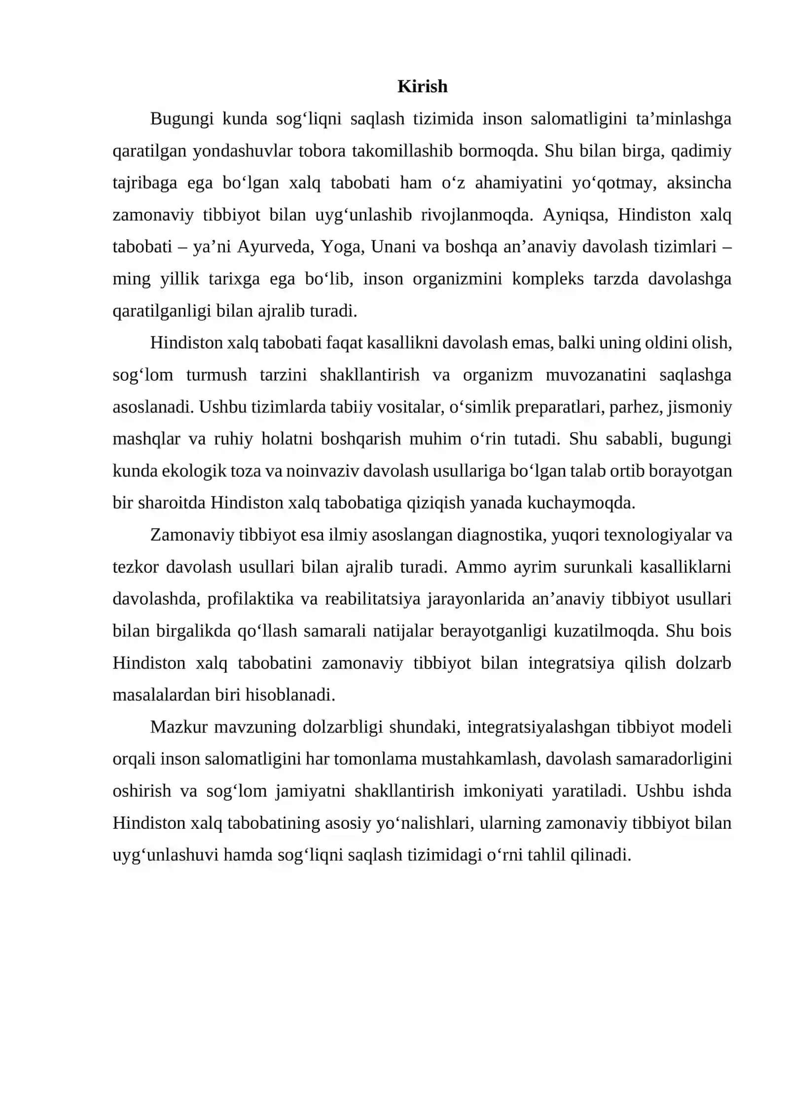 Hindiston Xalq Tabibatining Zamonaviy Integratsiyasi 2