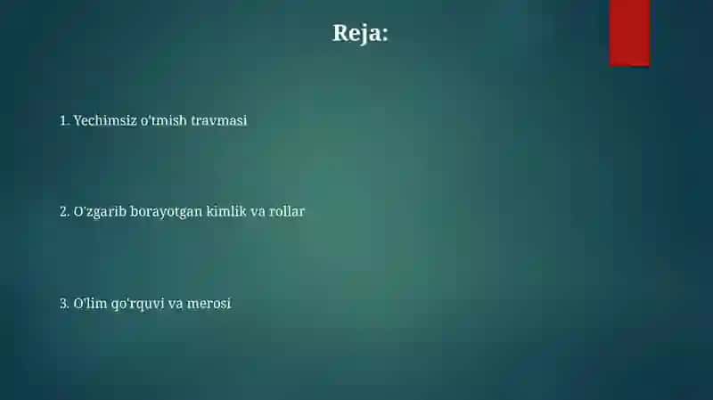 Tushda kechgan umrlar asaridagi konflikt vaziyatlar haqida 2