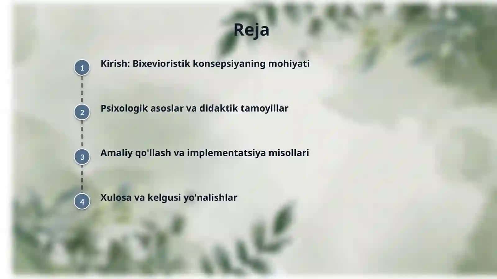 bixevioristik konsepsiya trening metodologiyasi sifatida 2