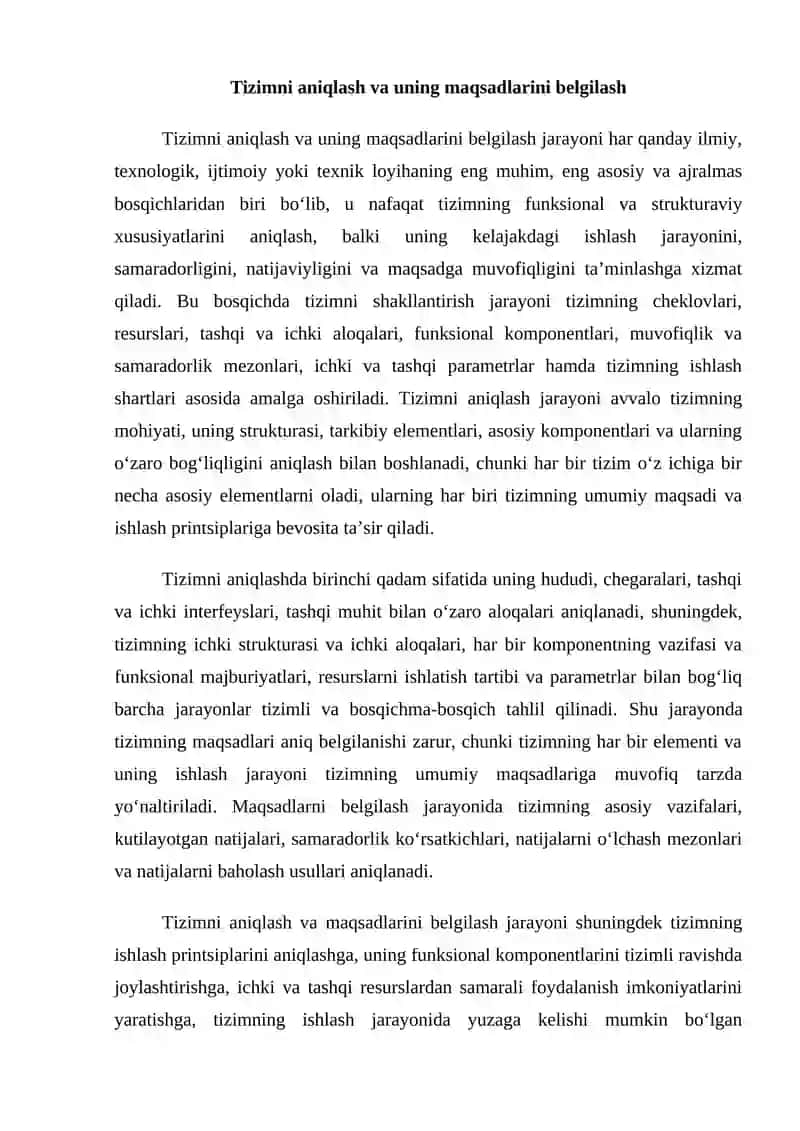 Tizimlarning ishlash jarayonini shakillantirish va algoritmlash 2