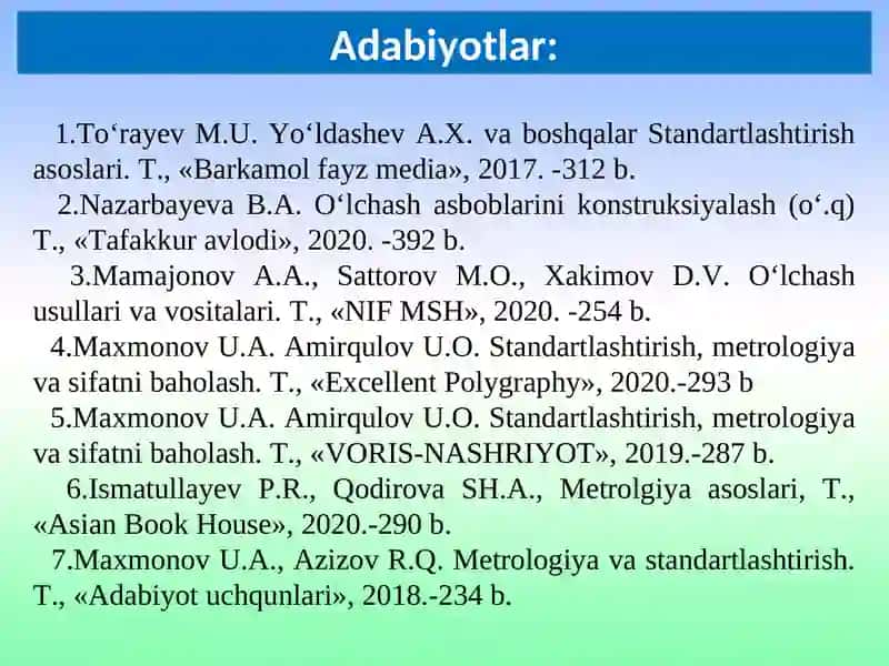 Standartlashtirish va о‘zaro almashuvchanlik 2
