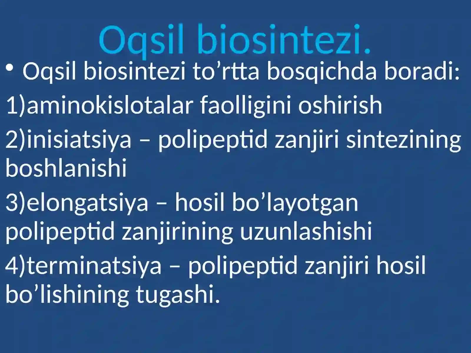 DNKning oqsil biosintezida gi'o'rni. Genetik injeneriya 2
