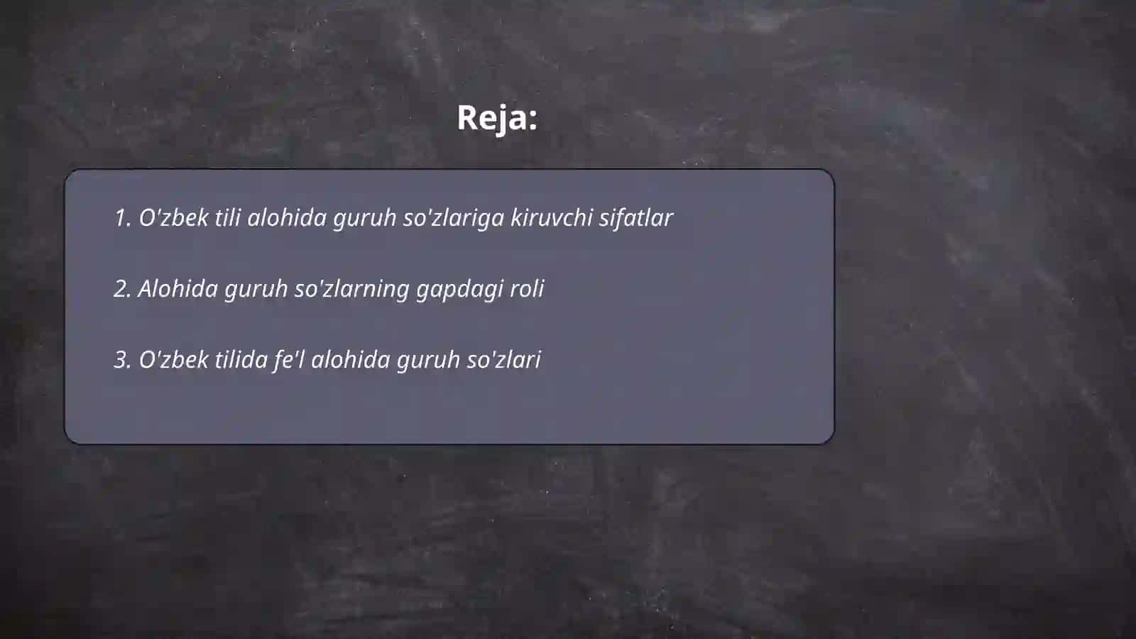O'zbek tilida alohida guruh so'zlarining o'ziga xos xususiyatlarini o'rganish maqsadida tajriba-sinov ishlarini olib borish 2