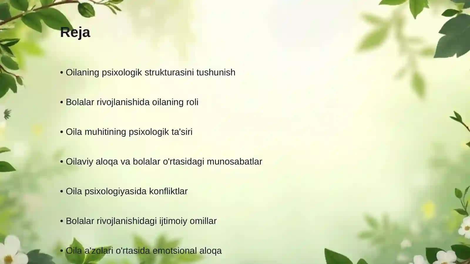 Oila psixologiyasi va bolalarning rivojlanishi 2