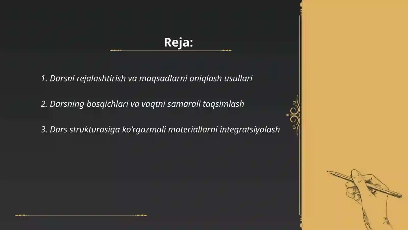 Darsni rejalashtirish va maqsadlarni aniqlash usullari 2