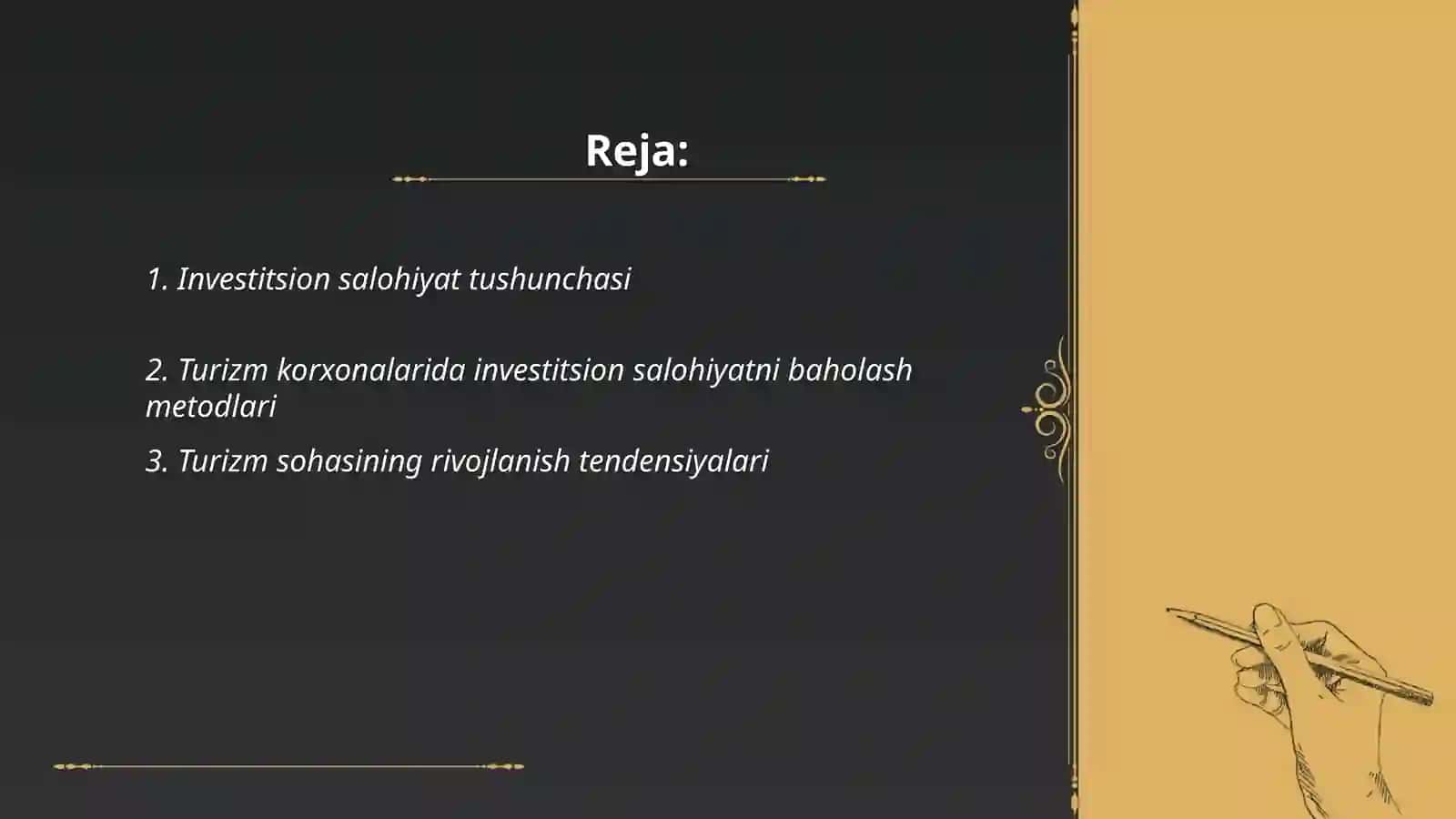 Turizm korxonalarida investitsion salohiyatni baholash va unga tasir qiluvchi omillar 2