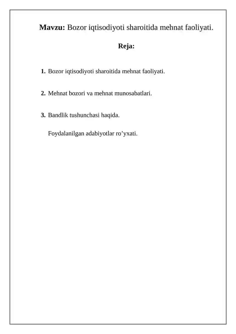 Bozor iqtisodiyoti sharoitida mehnat faoliyati 2