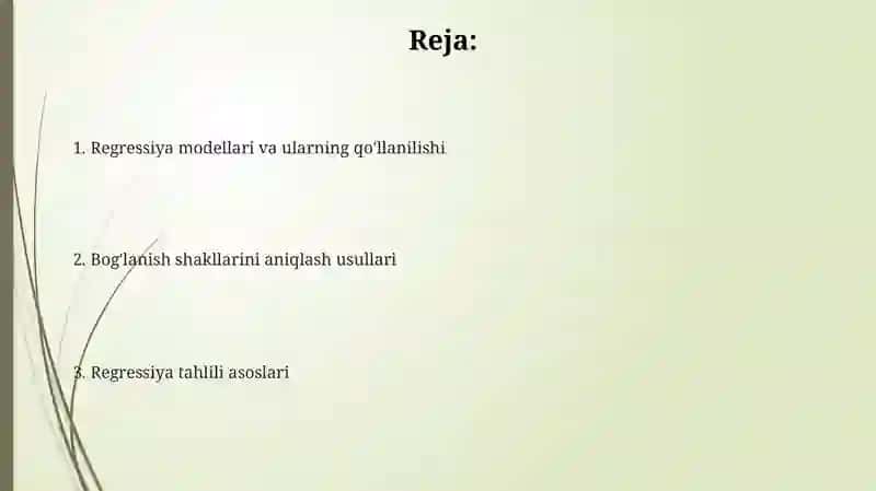 Regression tahlil va bog'lanishlar shakllarini aniqlash 2