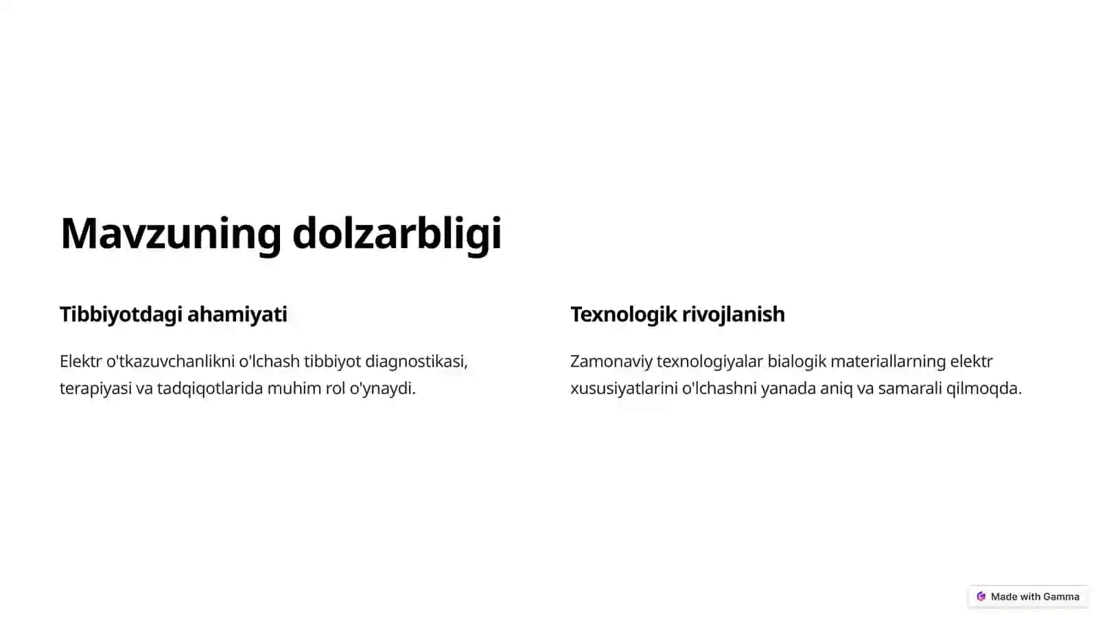 Bialogik to'qimalar va suyuqliklarning elektr o'tkazuvchanligi 2