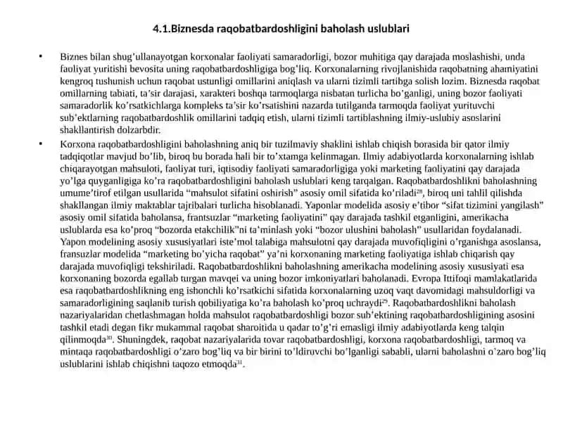 BIZNESDA RAQOBAT USTUNLIGINI TA’MINLASHKONTSEPTSIYASI 2