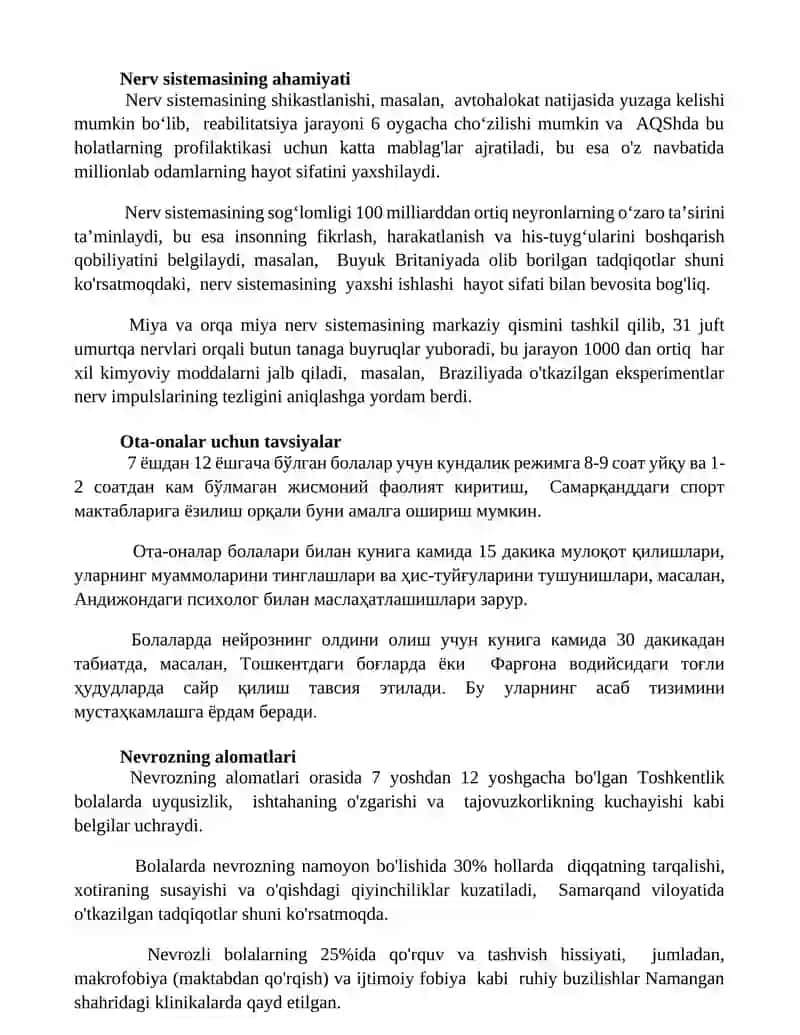 Nerv tizimining ahamiyati va gigiyenasi 2