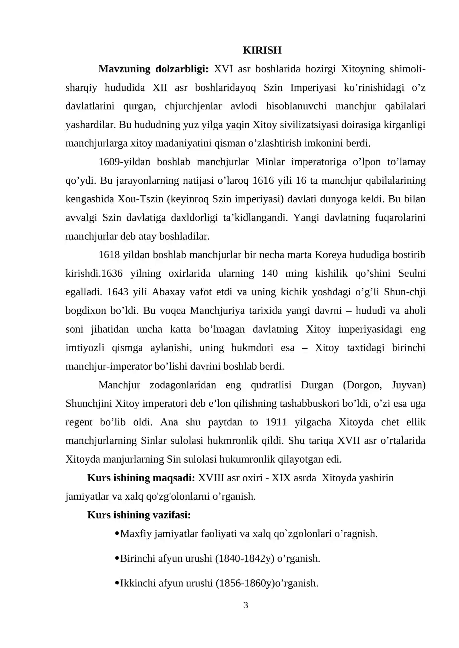 XVIII ASR OXIRI - XIX ASRDA XITOYDA YASHIRIN JAMIYATLAR VA XALQ QO'ZG'OLONLARI 2