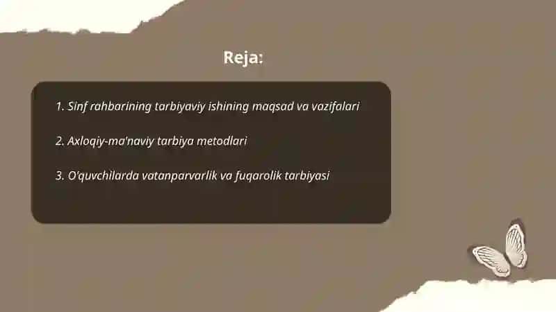 Sinf rahbarining tarbiyaviy ishi 2