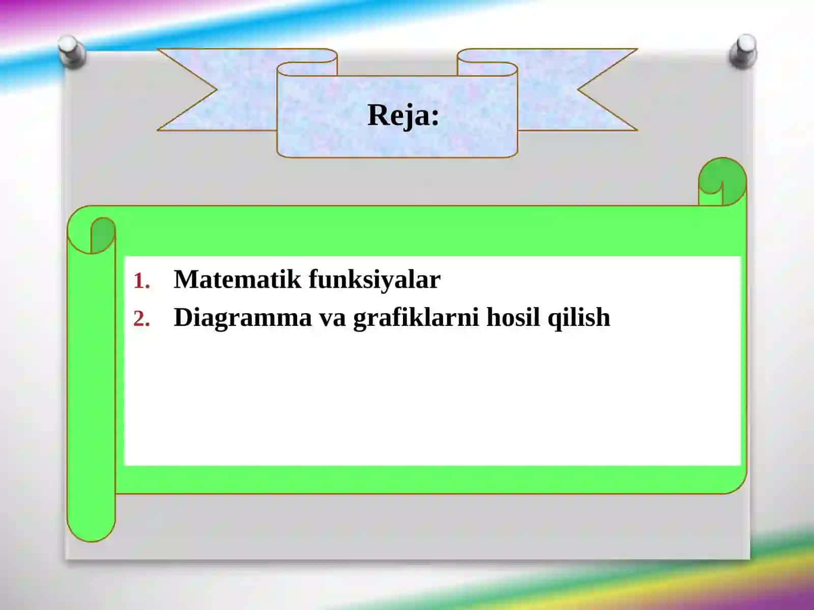 MS Excel elektron jadval yordamida misollar yechish 2