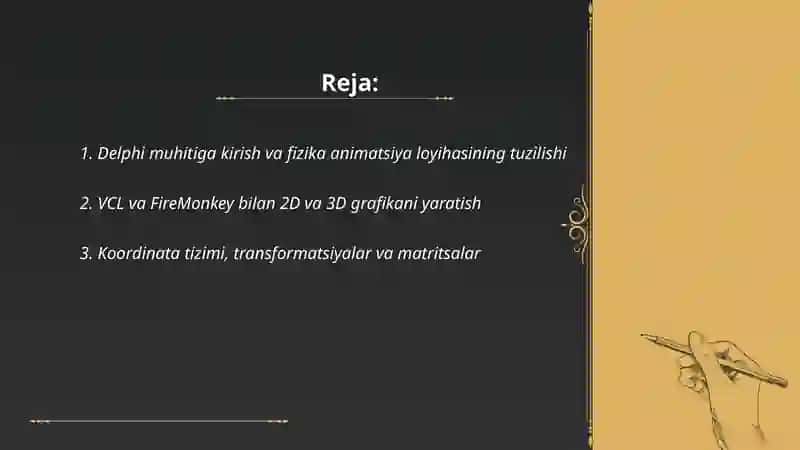 Delphi dasturi yordamida fizika animatsiya yaratish 2