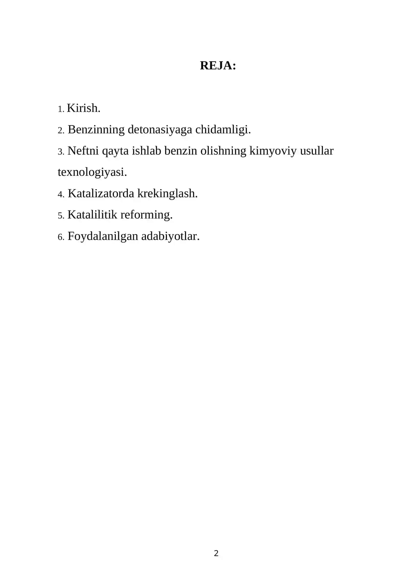 PAST OKTANLI BENZINNI RIFORMING QILISH JARAYONI 2
