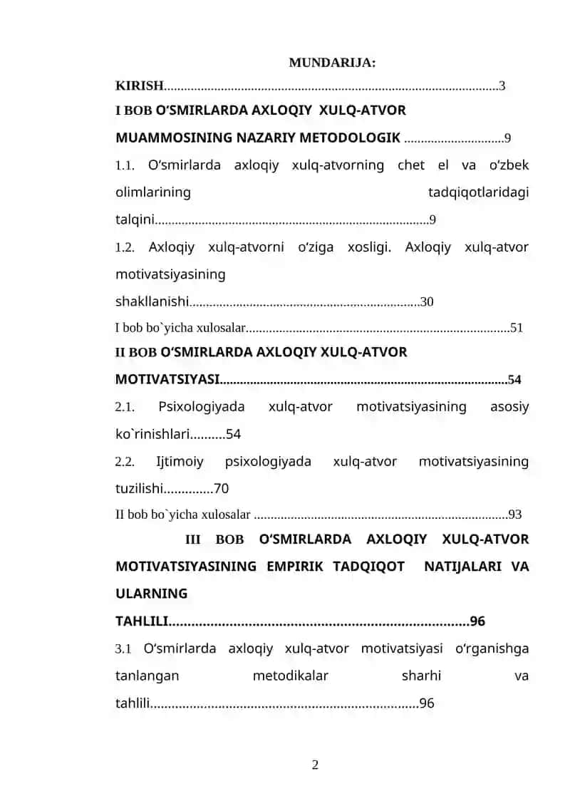 ‎‎   O'SMIRLАRDА AXLOQIY XULQ-ATVOR MOTIVATSIYASI 2