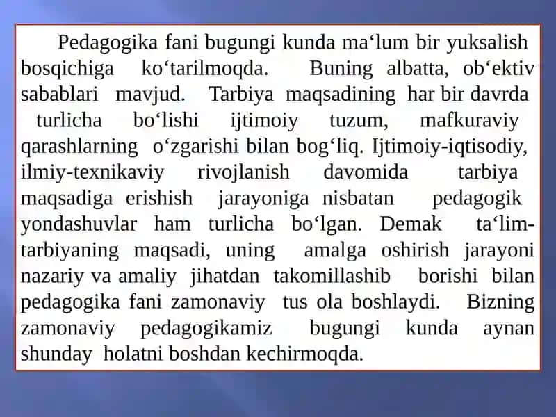 Pedagogik texnologiya pedagogikaning mustaqil sohasi sifatida 2
