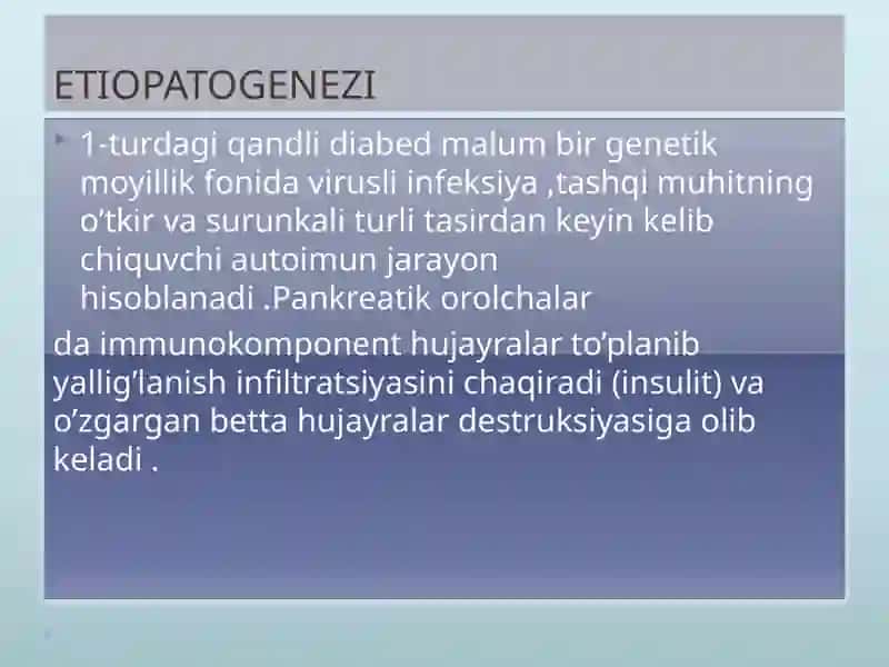 Endokrinopatiya va qandli diabet 1-tip 2