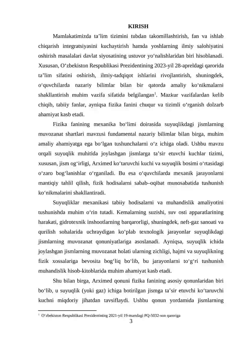 SUYUQLIKDAGI JISMLARNING MUVOZANAT SHARTLARI 2