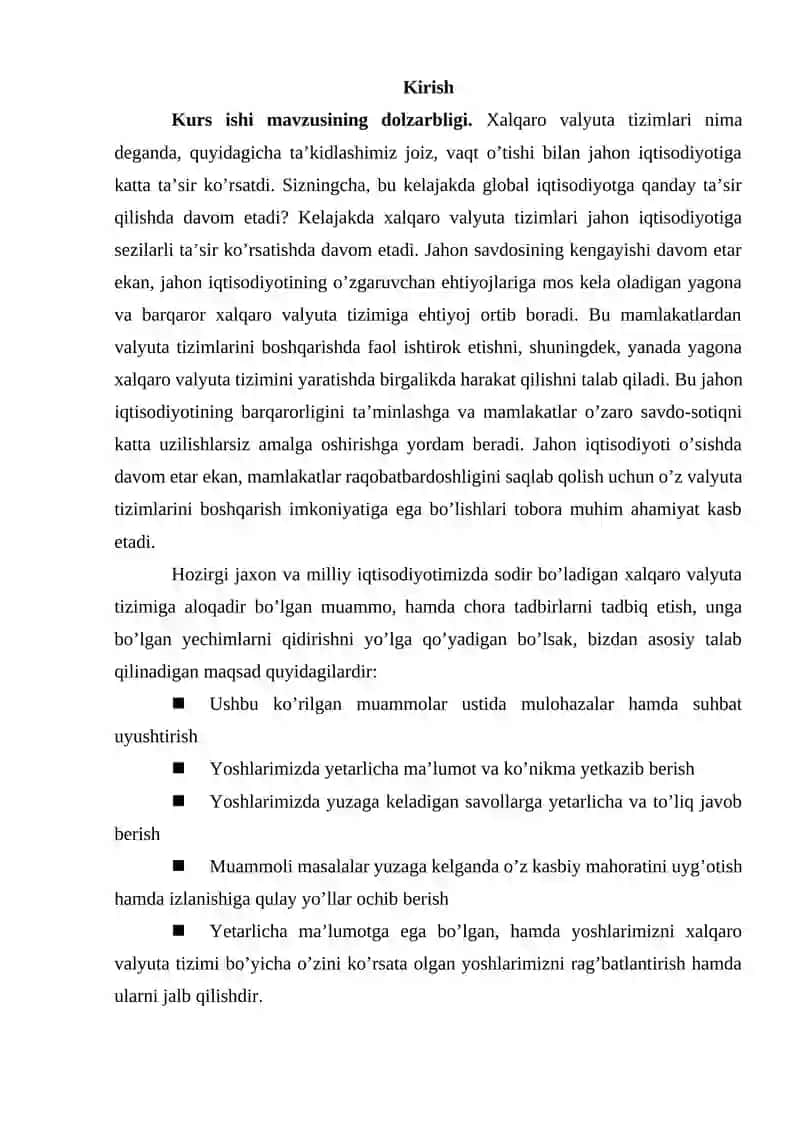 Xalqaro Valyuta Tizimi va uning O'zgarishi 2
