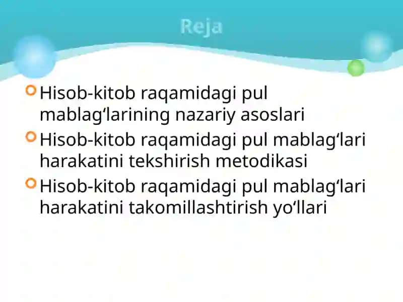 Hisob  kitob raqamidagi pul mablaglari xarakatini tekshirish 2