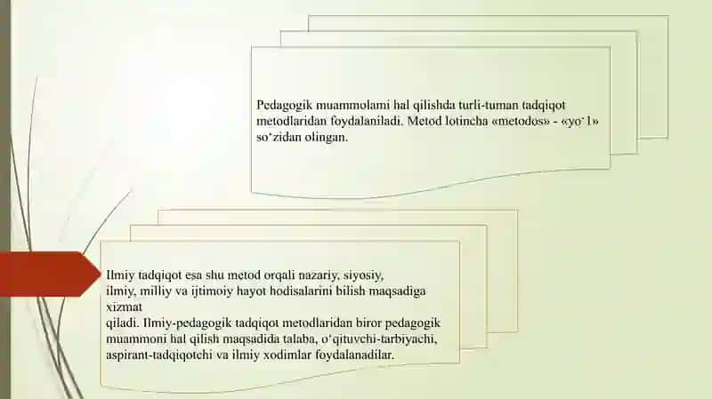 Pedagogika fanining ilmiy tadqiqot metodlari va ularning tasnifi 2