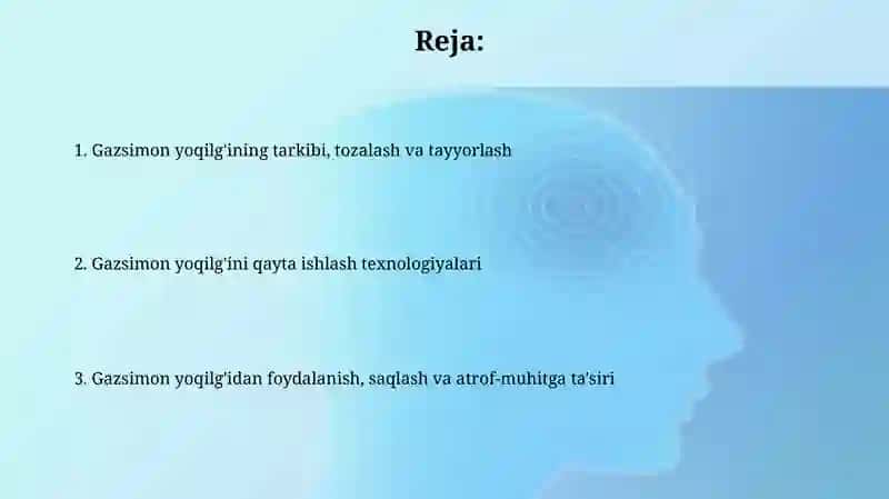 Gazsimon yoqilg'ini qayta ishlash texnologiyalari 2