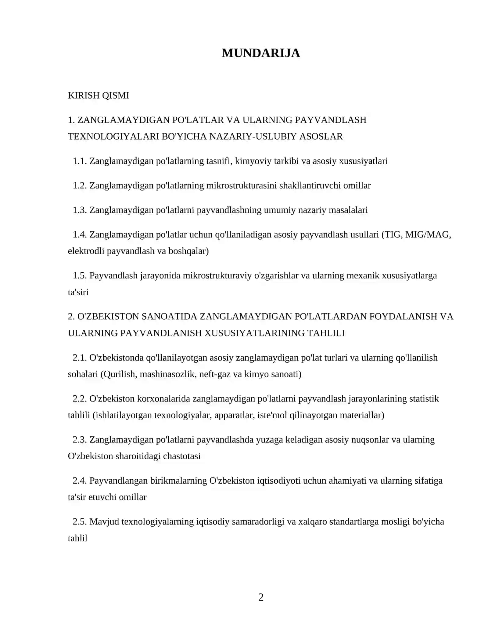 Zanglamaydigan po'latlarning 2