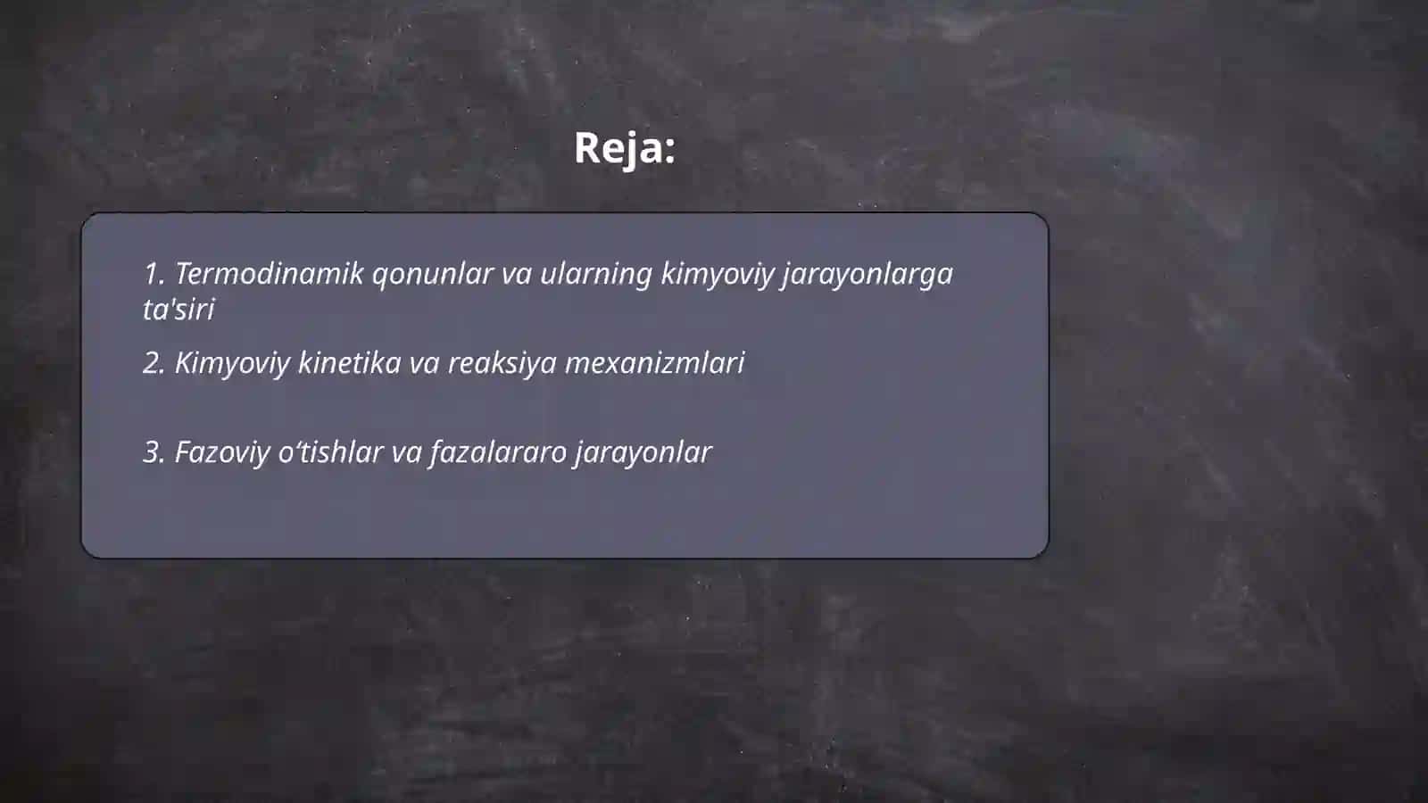 Fizikaviy-kimyoning dalzarb muommolari faniga kirish 2