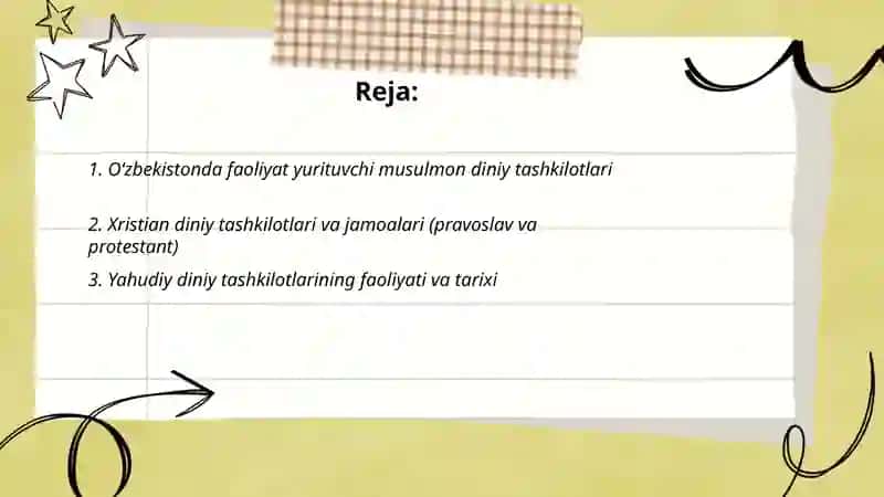 Oʻzbekistonda faoliyat yurituvchi diniy tashkilotlar 2