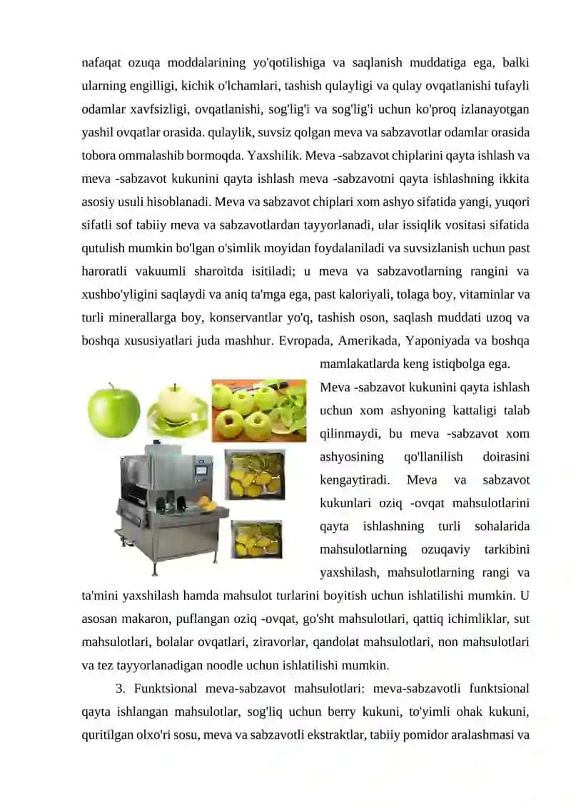 Meva va sabzavot mahsulotlarini kesuvchi jihozlar turlari va ularning ishlash prinsi 2