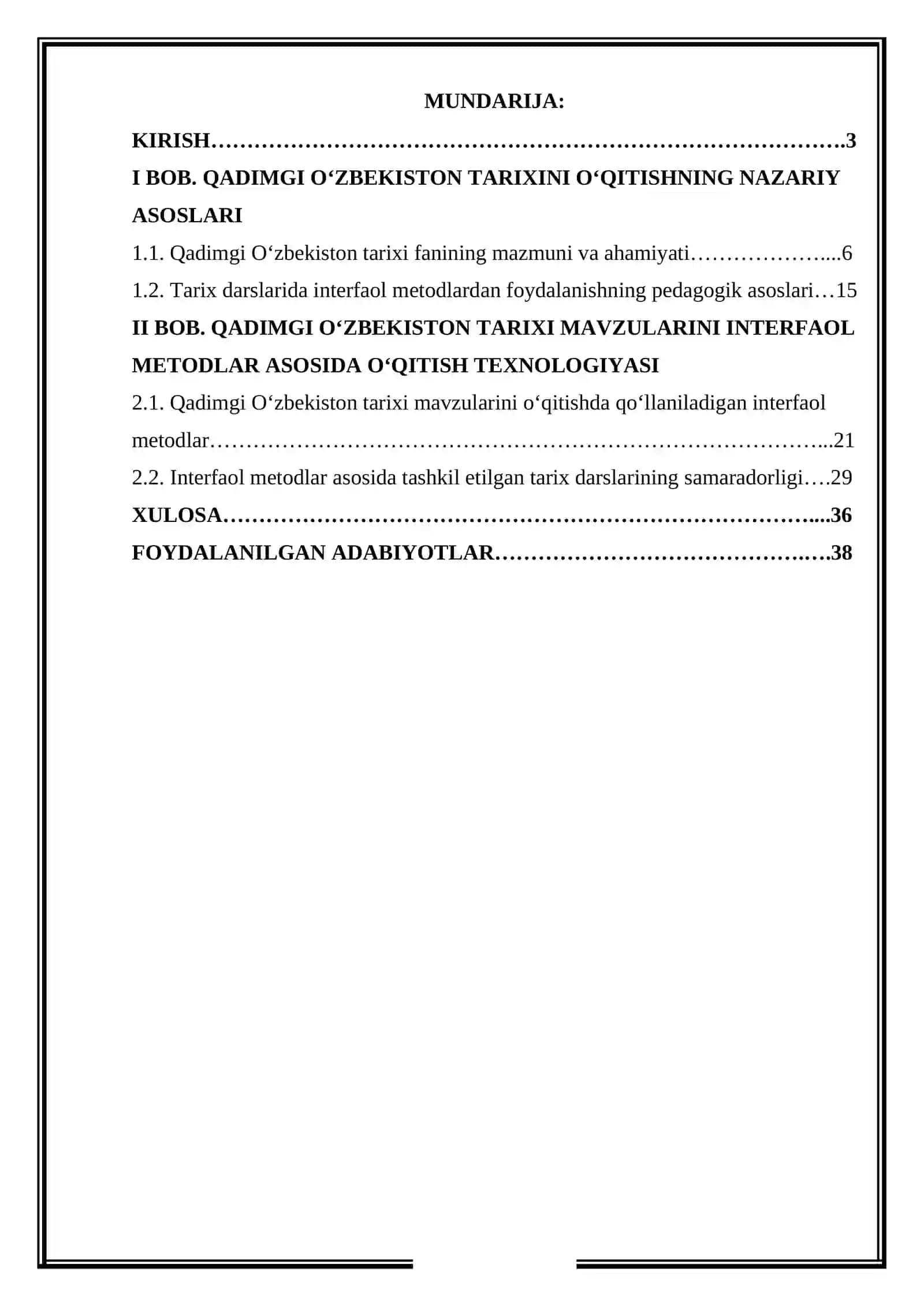Qadimgi O‘zbekiston tarixi mavzularini interfaol metodlar asosida o‘qitish texnologiyasi 2