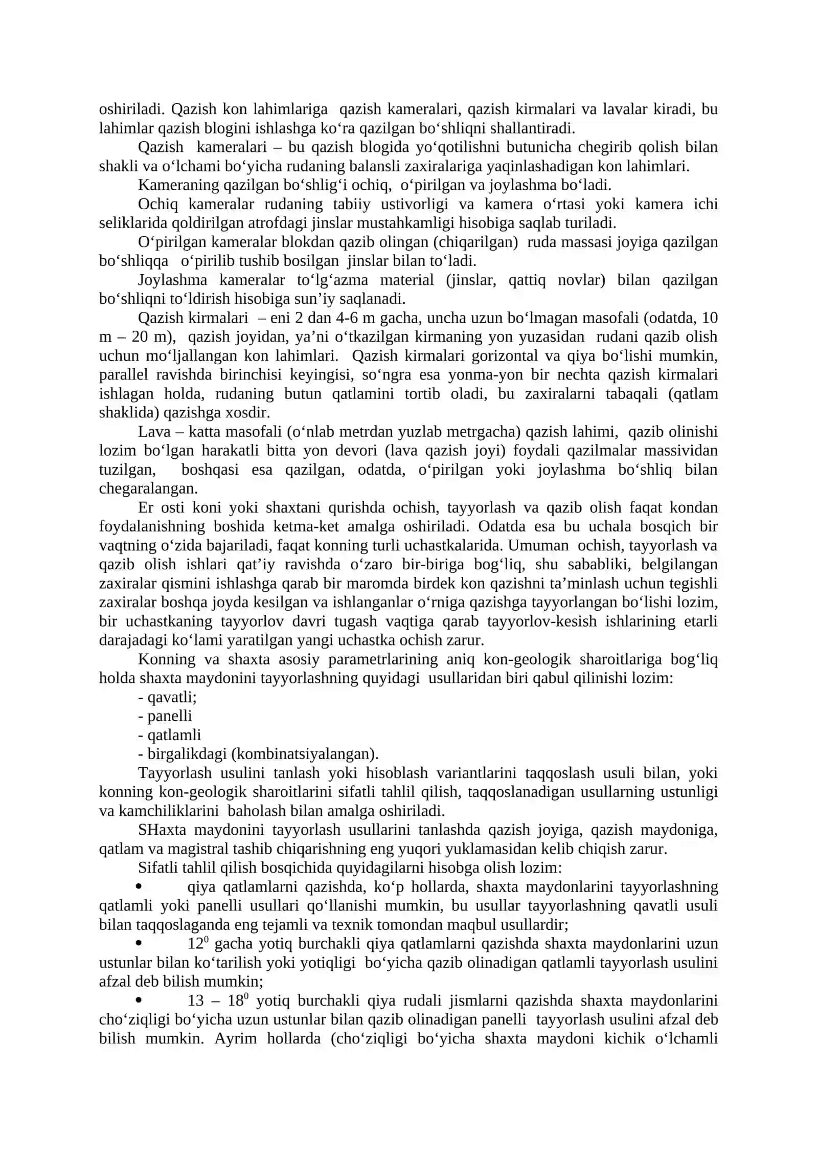 Konchilik korxonasi shaxta maydonini tayyorlash usullarini tanlash 2