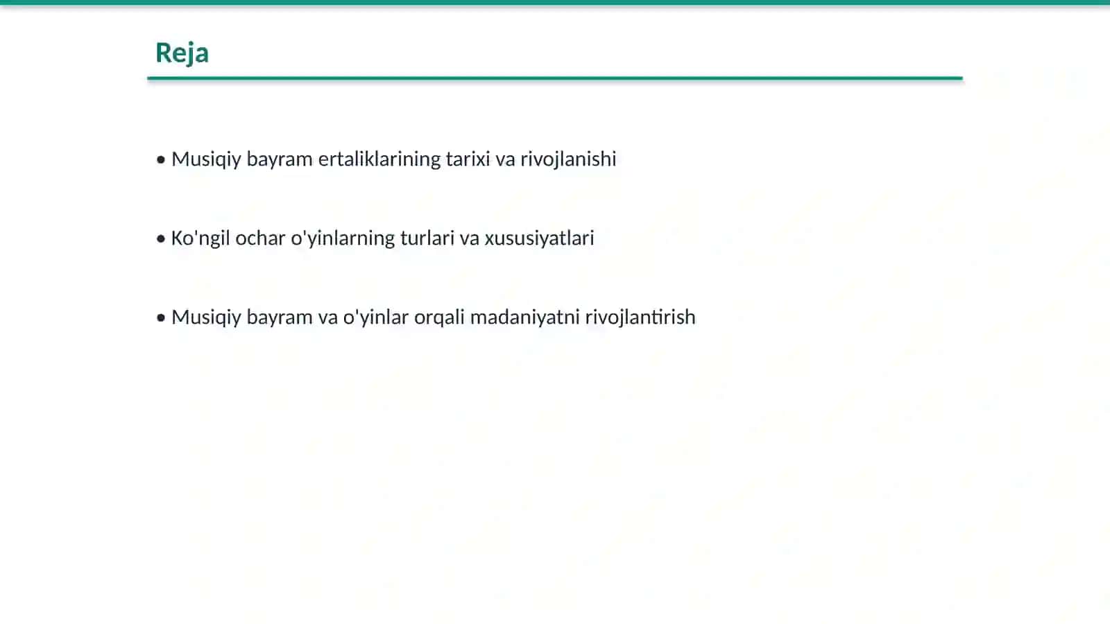 Musiqiy bayram ertaliklari va ko'ngil ochar o'yinlar 2