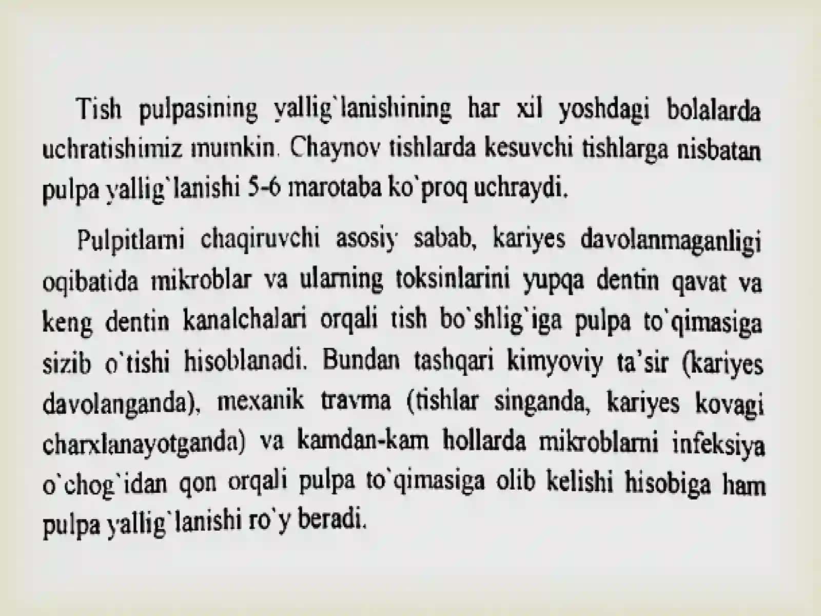 Bolarda surunkali pulpitda davolash usullari 2