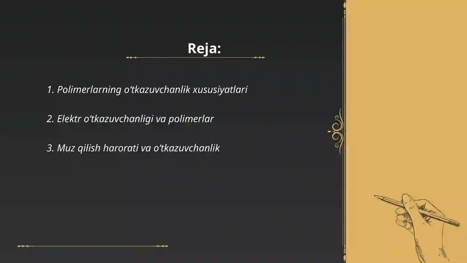 Polimerlarning oʻtkazuvchanligi 2