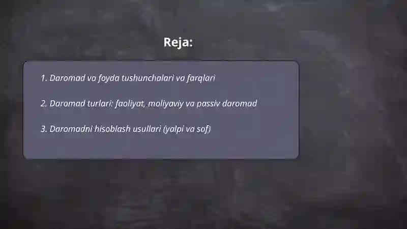 Daromad va foyda 2