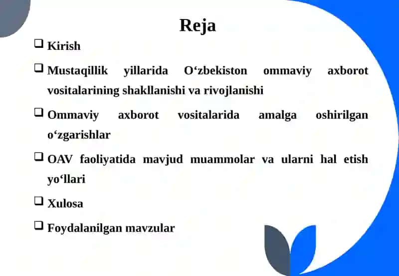 O‘ZBEKISTON RESPUBLIKASIDA OMMAVIY AXBOROT VOSITALARINING FAOLIYATI 2