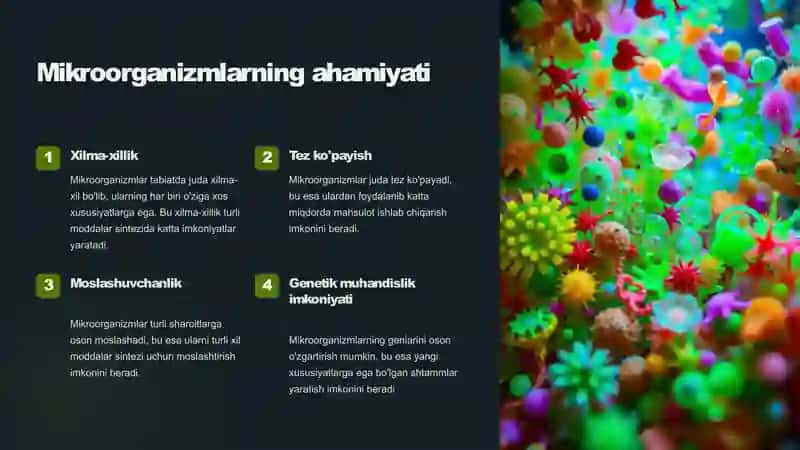 Mikroorganizmlardan zarur moddalar sintezlab olish 2